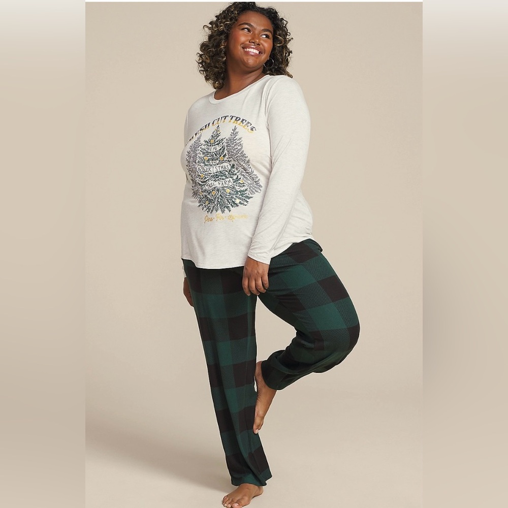 Plaid Pajama Set in Black and Green